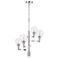 Chandelier With 4 Globe Glass Shades And Cone Design Holders, Chrome