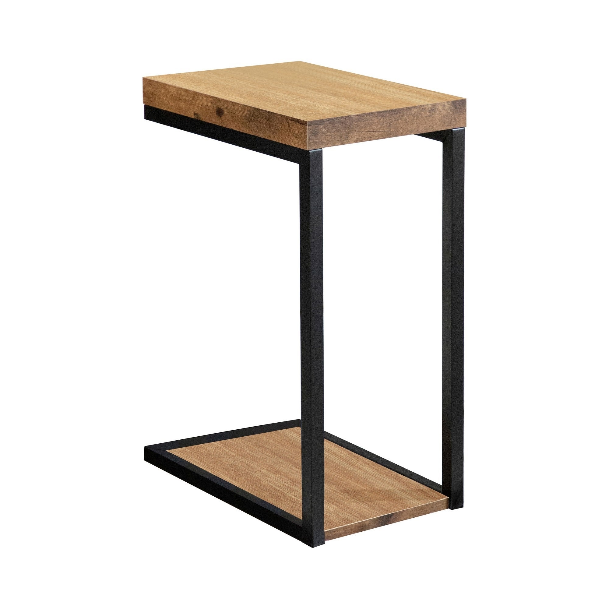 Snack Table with 1 Open Shelf and Grain Details, Brown