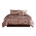 7 Piece Queen Comforter Set With Shimmering Appeal, Pink