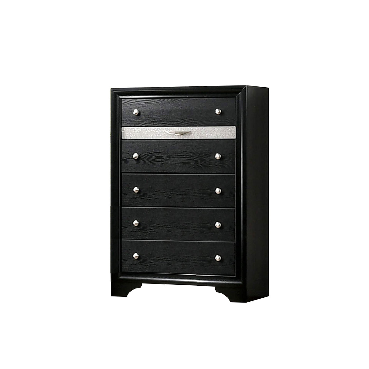 Chest With Silver Trim Accent And 1 Jewelry Drawer, Black