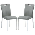 Leatherette Side Chair with Flared Back and Tubular Legs, Set of 2, Gray