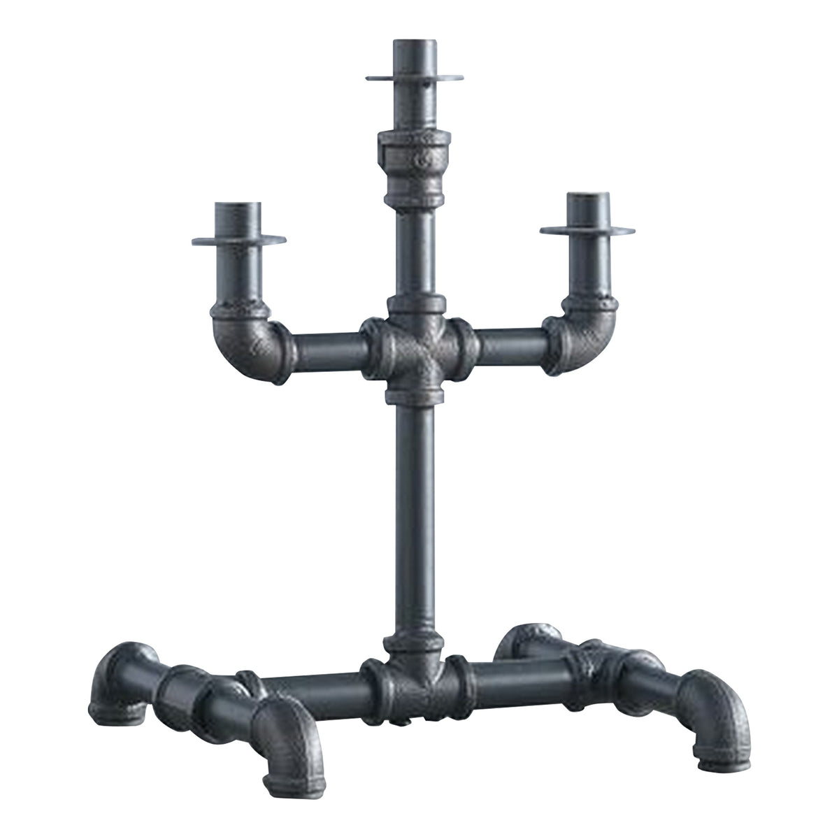 Candleholder With Metal Water Pipe Body, Black