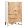 Chest With 5 Corrugated Panel Drawers And Metal Base, White