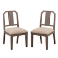 Yu 36 Inch Acacia Wood Dining Chair, Slat Back, Set of 2, Weathered Brown
