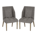 23 Inch Upholstered Solid Timber Dining Chair, Set of 2, Dark Gray