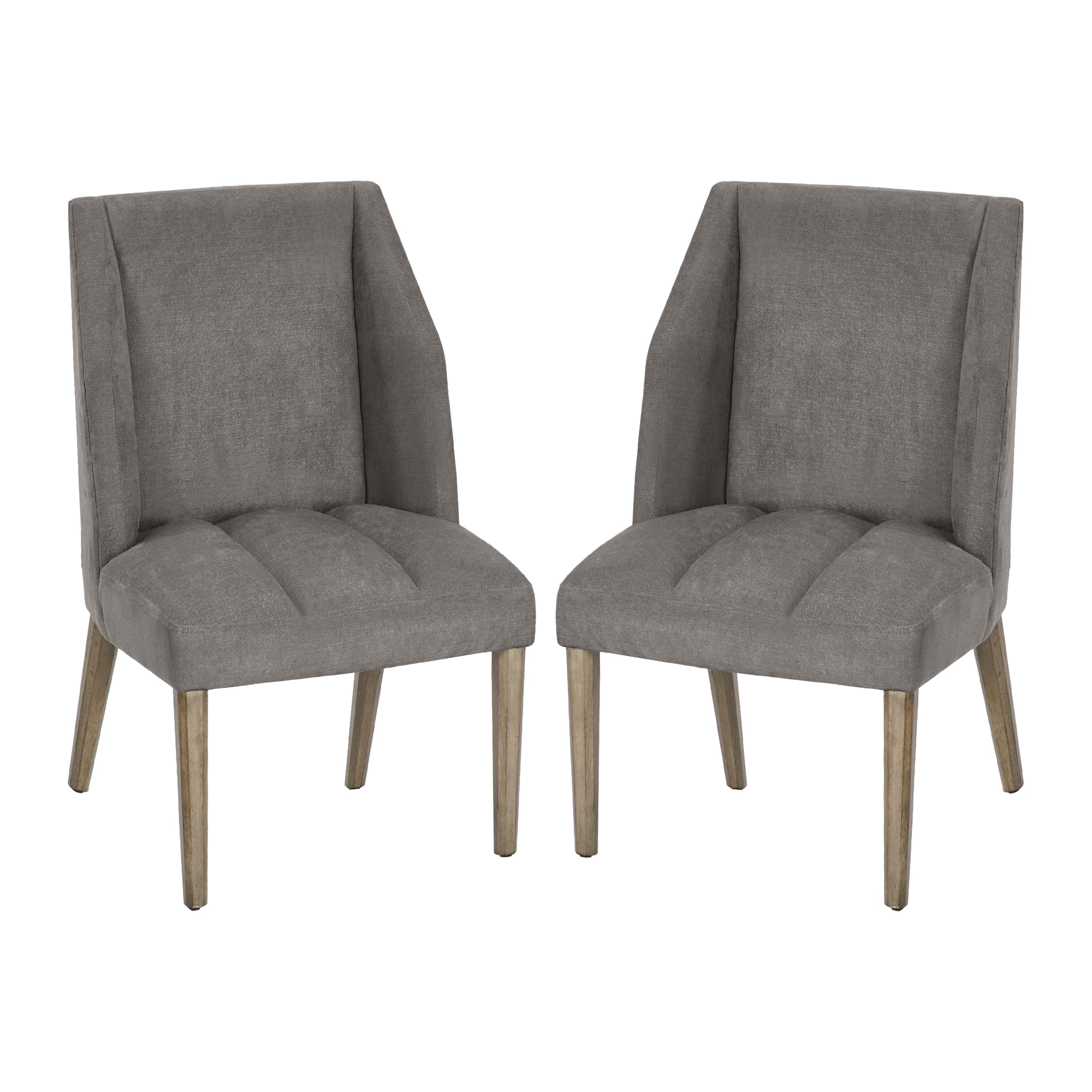 23 Inch Upholstered Solid Timber Dining Chair, Set of 2, Dark Gray