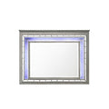 48 Inch Wood Mirror, Led, Mirrored Trim, Landscape, Light Gray