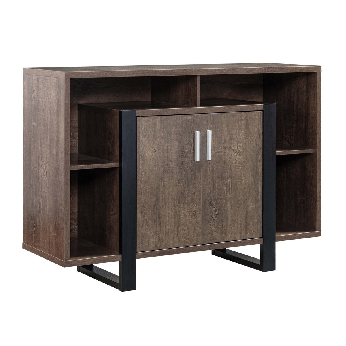 Zale 47 Inch Wood Buffet Sideboard Console, 1 Cabinet, Sled Base, Brown