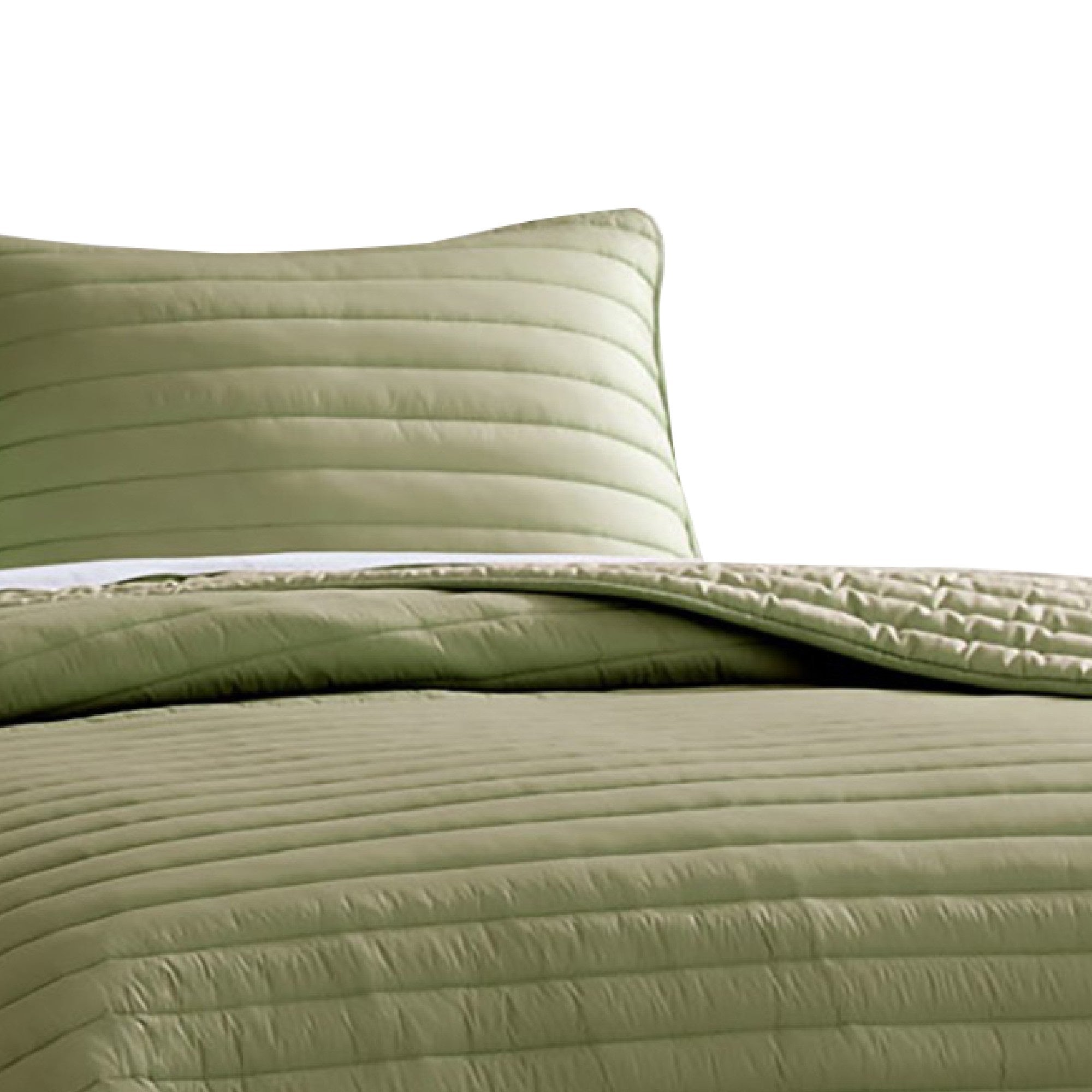 Cabe 2 Piece Twin Comforter Set, Polyester Puffer Channel Quilted, Green