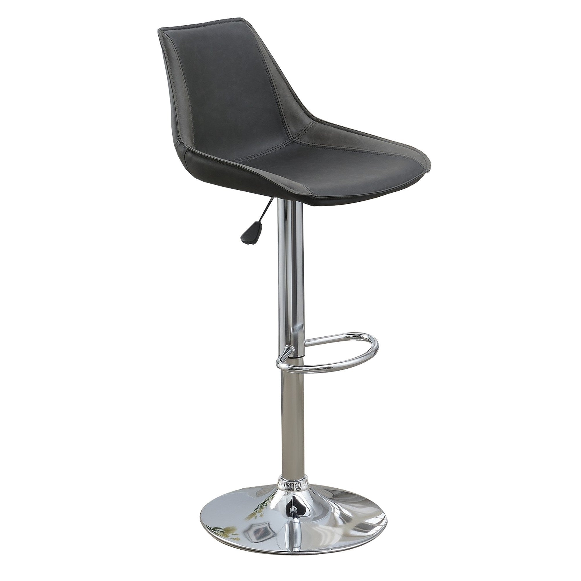 Carl 2529 Inch Vegan Faux Leather Bar Stool, Adjustable Height, Gray Seat