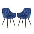 Alix 25 Inch Modern Dining Chair, Button Tufted, Set of 2, Blue, Black