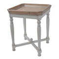 25 Inch Square End Side Table, Fir Wood, Natural Brown, Antique White