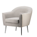 30 Inch Modern Accent Armchair, Fabric Upholstery, Chrome Metal Legs, Ivory