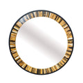 32 Inch Accent Wall Mirror, Round Metal Frame With Agate Inspired Pattern