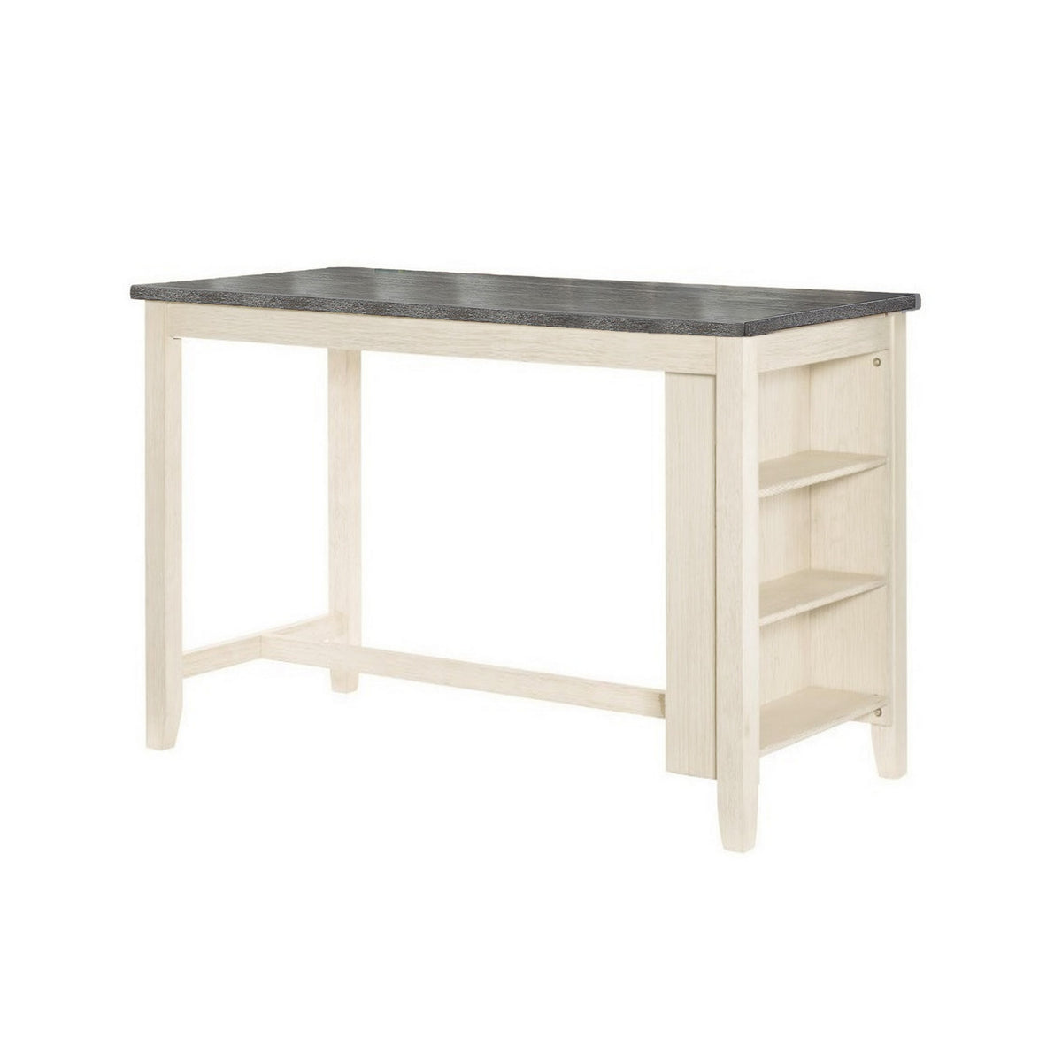 Joss 60 Inch Cottage Counter Height Table, 2 Tone Wood, Gray Top Cream Base