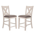 Joss 40 Inch Cottage Wood Counter Height Chair, Set Of 2, Gray Seat, Cream