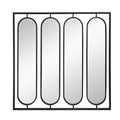 36 Inch Modern Wall Decor, 4 Swiveling Oblong Mirrors, Black Metal Frame