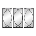 32 Inch 3 Piece Wall Mirror, Concentric Circles, Stylish Black Metal Frame