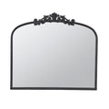 Kea 41 Inch Wall Mirror, Black Curved Arched Metal Frame, Baroque Design
