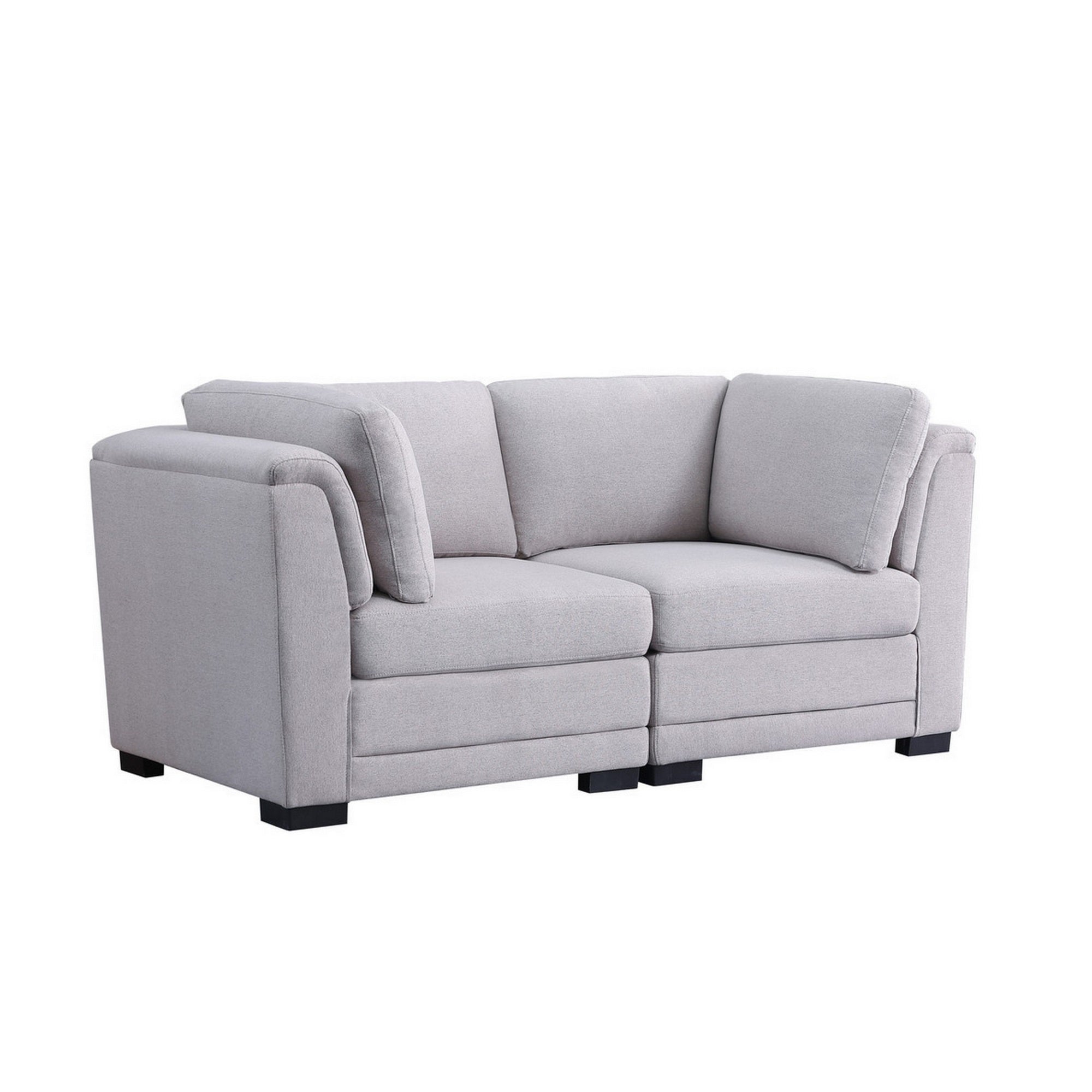Chase 35 Inch Wood Loveseat with Padded Seats and Back, Modern, Gray, Black