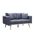 Mico 57 Inch Modern Loveseat, USB Ports and Side Pocket, Dark Gray Fabric