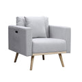 Mico 33 Inch Modern Sofa Chair with USB Ports and Pocket, Light Gray Fabric