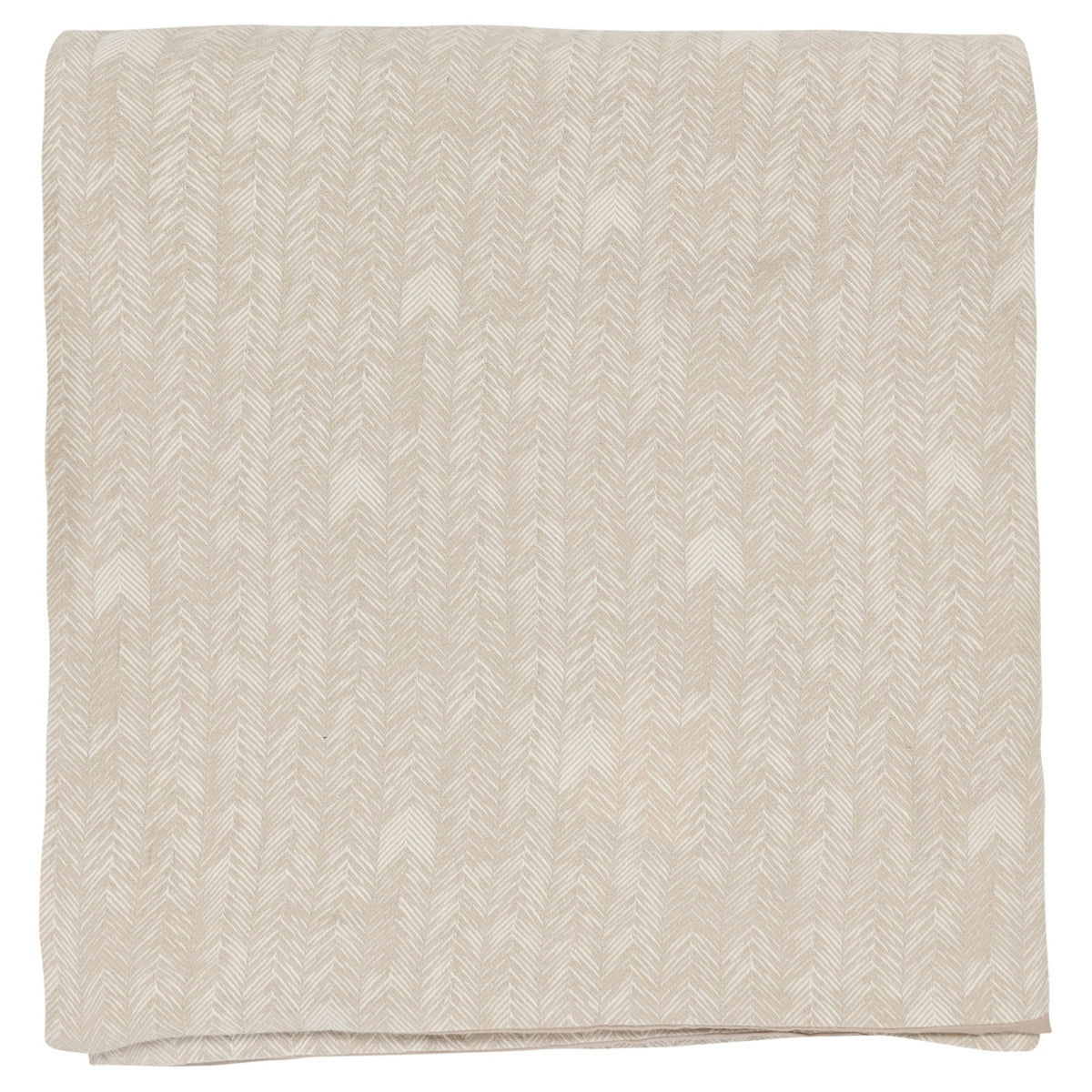 Zima King Size Cotton Duvet Cover, Woven French Herringbone Pattern, Beige