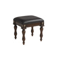 Mady 19 Inch Upholstered Vanity Stool, Ornate Trim, Deep Espresso Brown