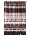 Roca 72 Inch Shower Curtain, Coffee Brown Striped Printing, Button Holes