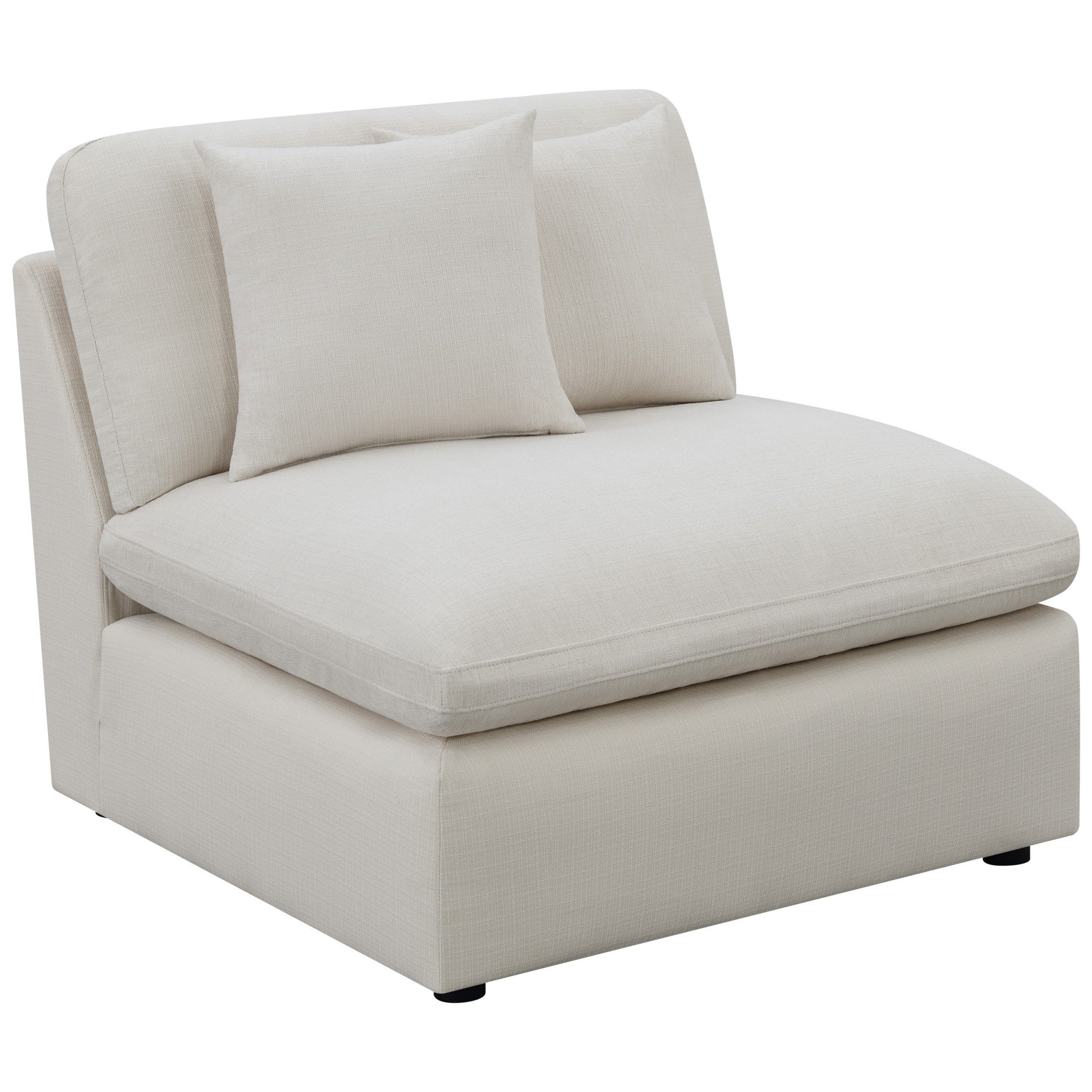 Jane 38 Inch Sectional Armless Chair, Plush Cushioned Back, Off White