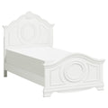 Lilya Traditional Full Size Bed, Bead Molding and Shell Motif, Crisp White