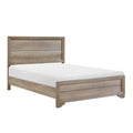Contemporary Queen Bed, Rustic Wood Panel Headboard, Natural Brown Finish