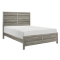 Zane Transitional Queen Bed, Wood Plank Panel Headboard, Weathered Gray