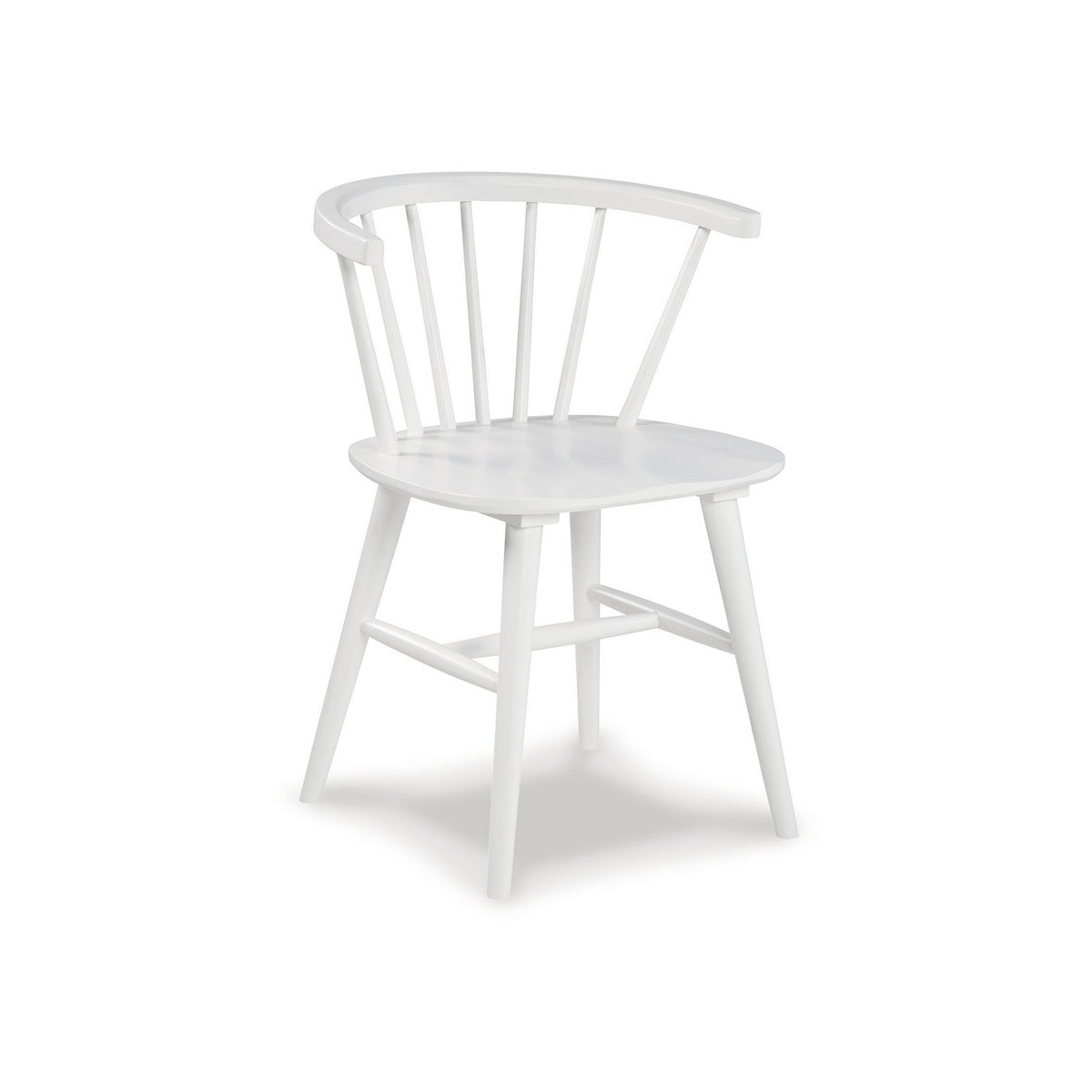22 Inch Set of 2 Dining Chairs, Spindle Backrest, Matte White Wood Design
