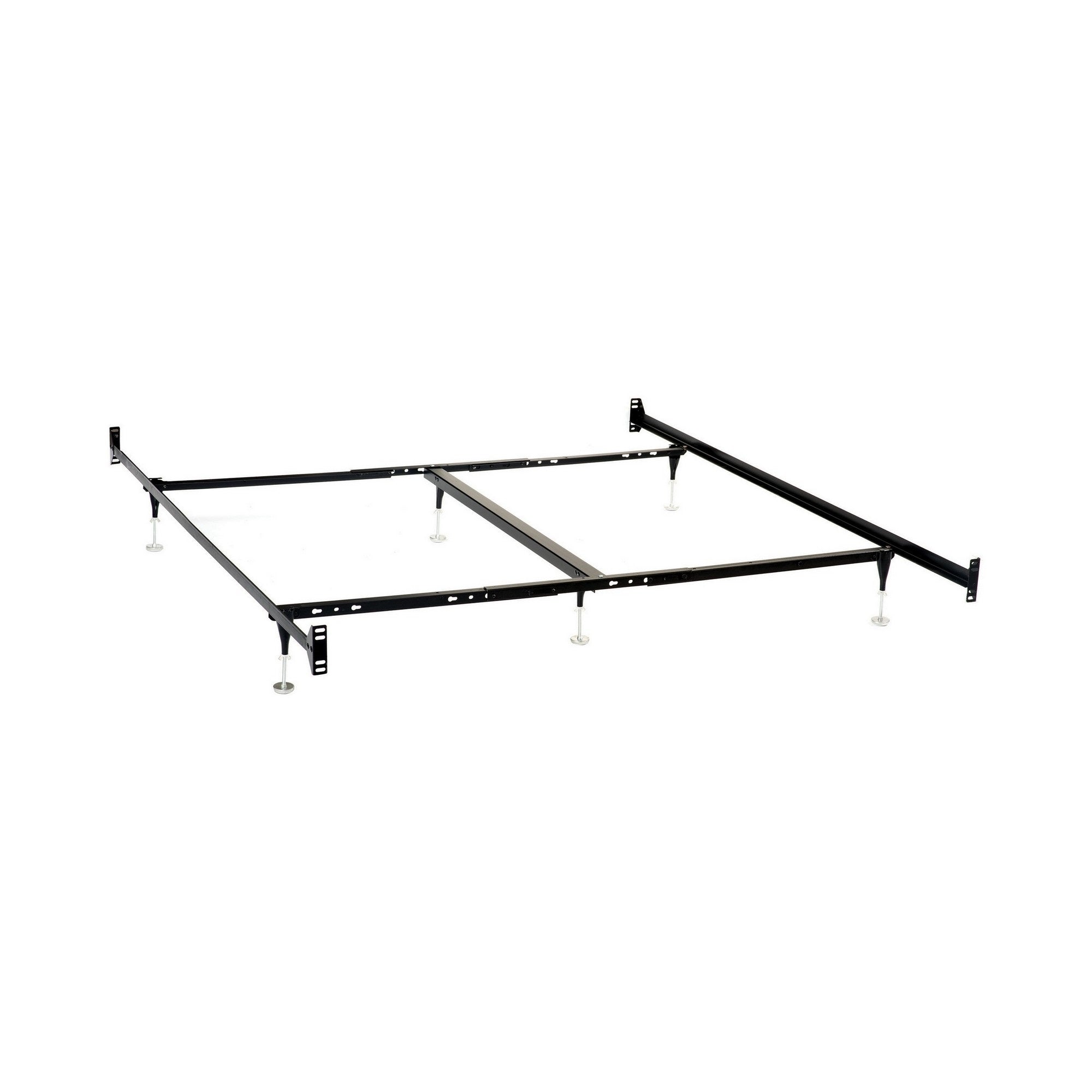 Bed Frame, Queen or King, 6 Metal Legs with Adjustable Glides, Matte Black