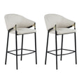Fil 30 Inch Sloped Arm Barstools, Set of 2, Padded Curved Back, Beige Linen