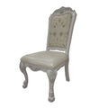 Aurora 23 Inch Set of 2 Classic Side Dining Chairs, Bone White Faux Leather