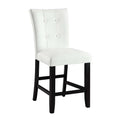 Nok 25 Inch Counter Chair, Set of 2, Button Tufted Back, White, Black