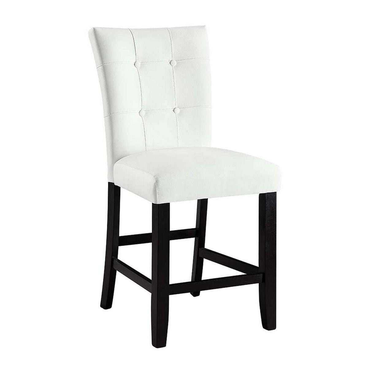 Nok 25 Inch Counter Chair, Set of 2, Button Tufted Back, White, Black