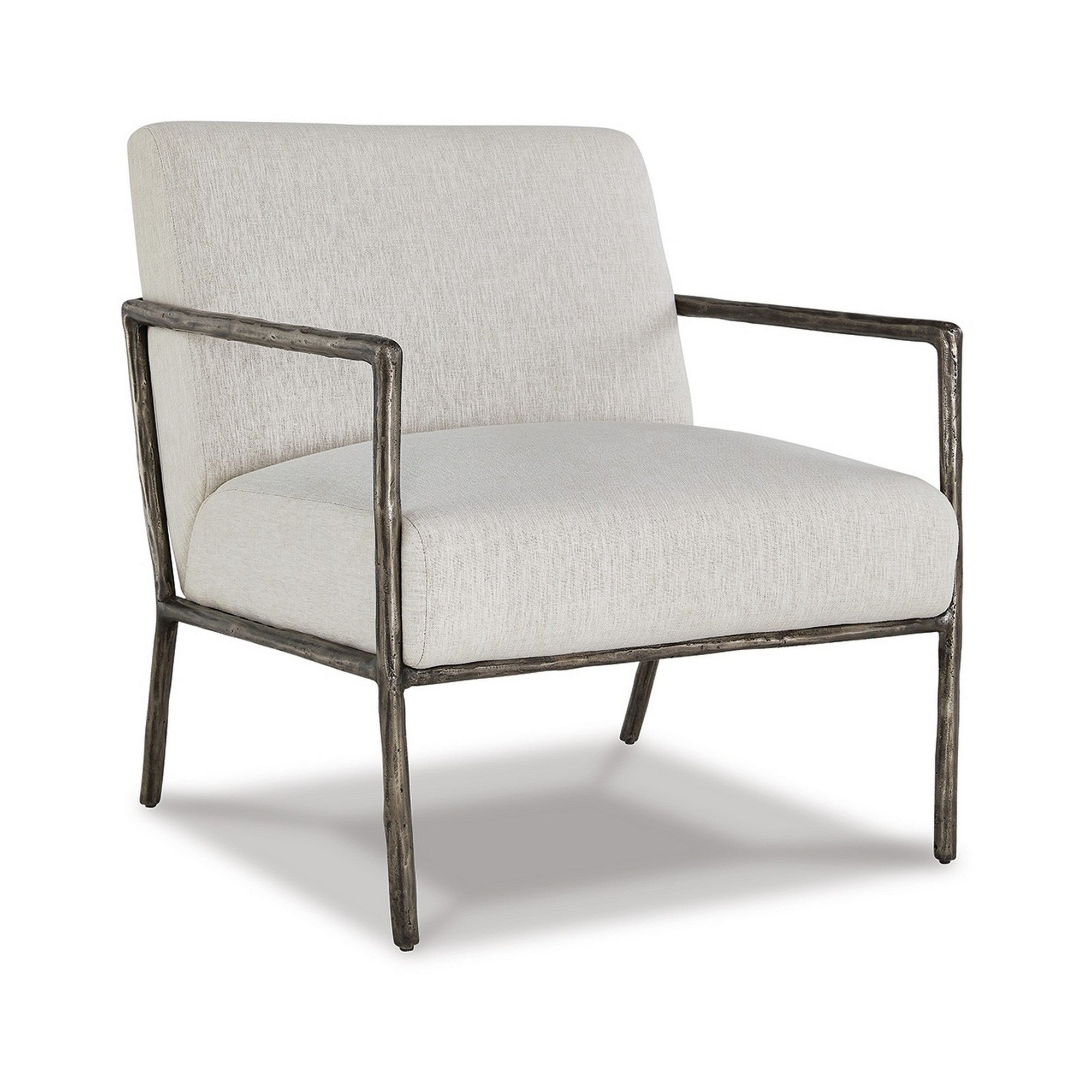 Tusk 30 Inch Accent Chair, Classic Pewter Aluminum Frame, Cream Upholstery