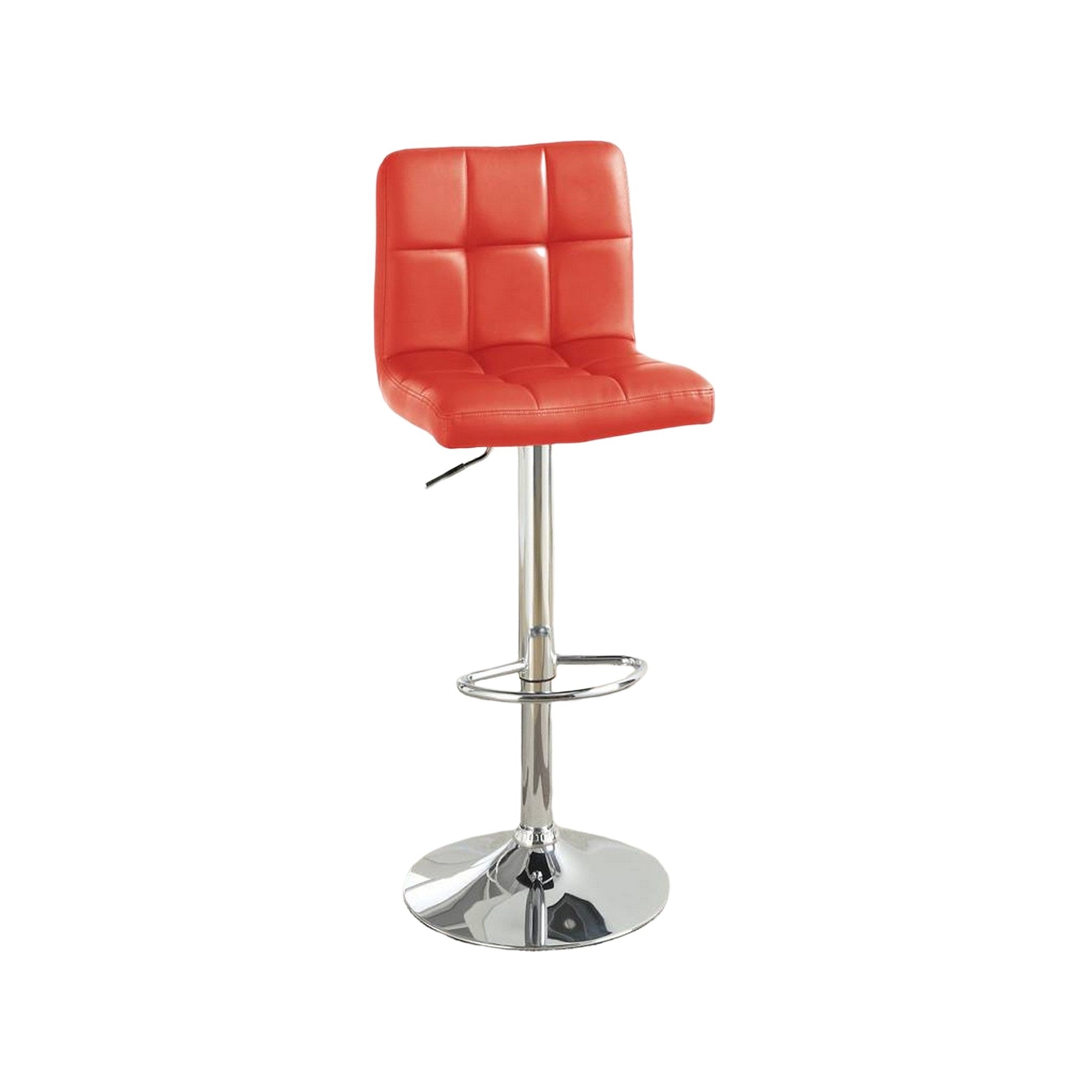 2529 Inch Swivel Barstool, Set of 2, Cushioned Seat, Red Faux Leather