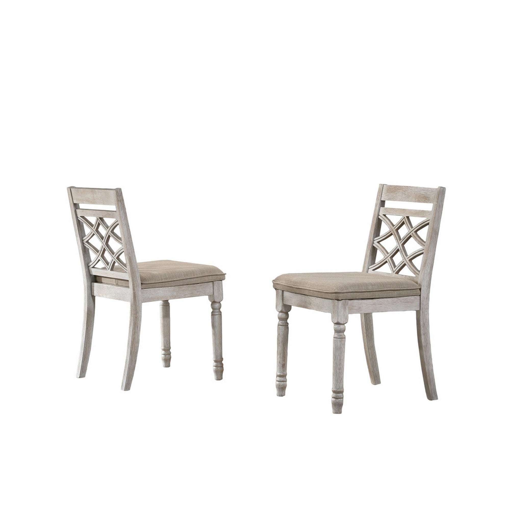 19 Inch Dining Chairs, Cross Back Design with Padded Seats, Set of 2, White