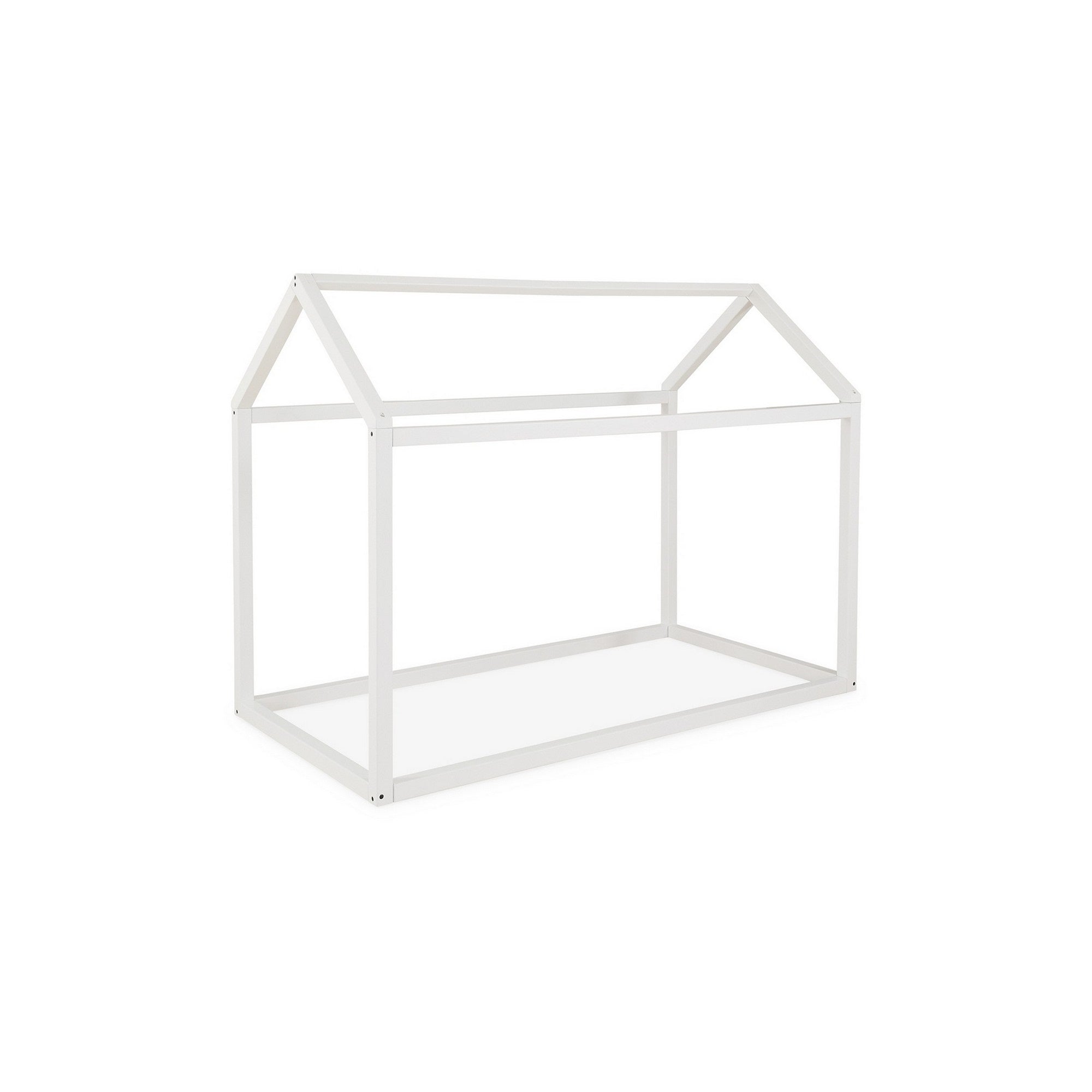 Twin Size Bed Frame with a House Shaped Design, Sleek White Finish