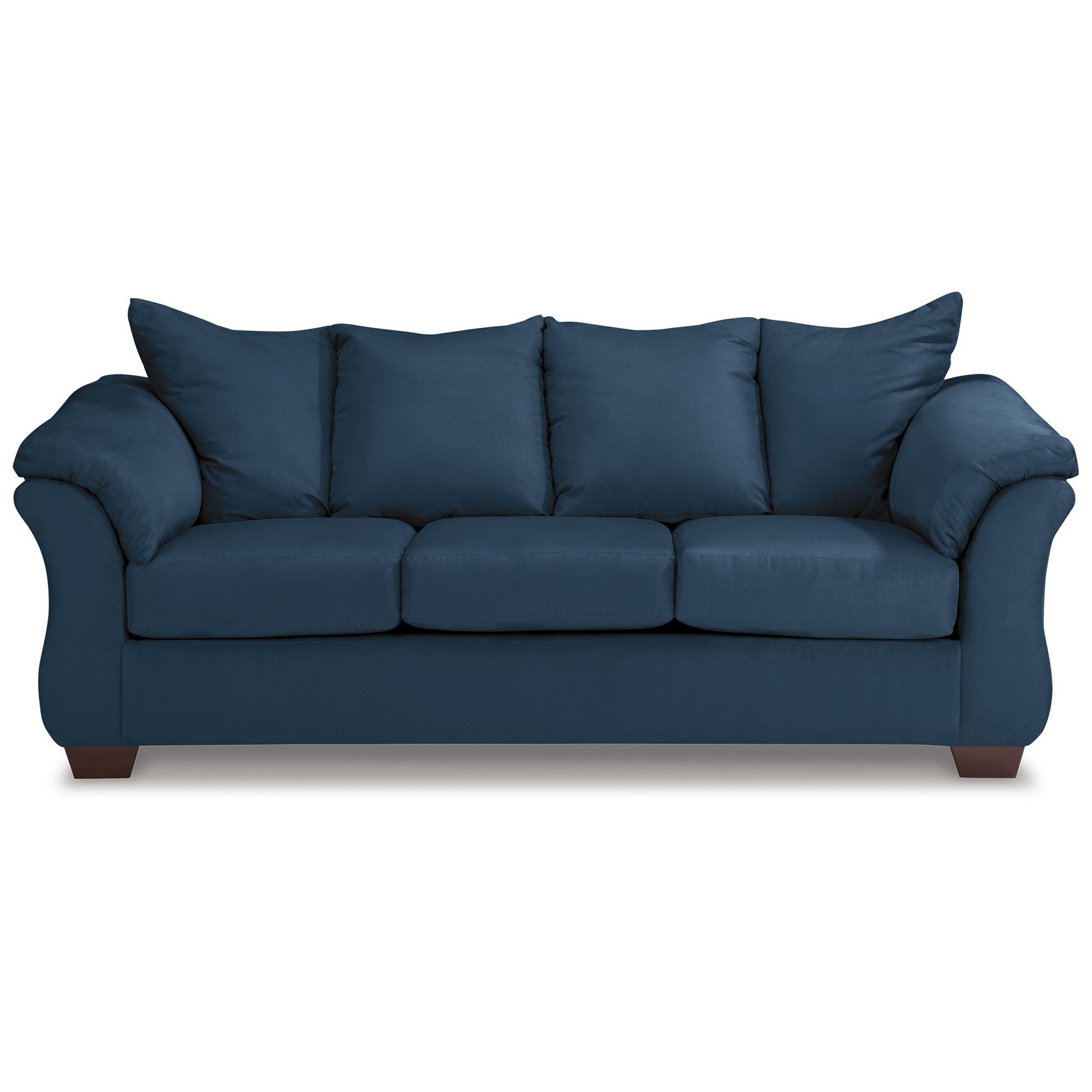89 Inch Modern Cushioned Sofa, Blue Polyester, Pillow Top Flared Armrests