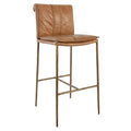 Iva 31 Inch Bar Stool Chair, Padded, Rolled Back, Tan Top Grain Leather