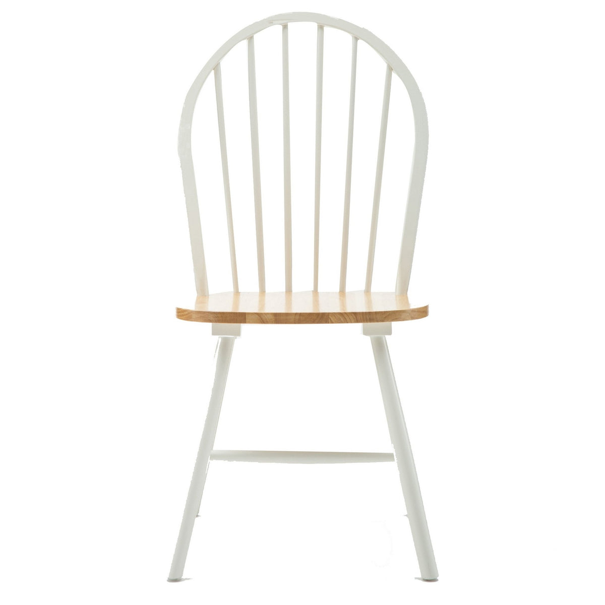 Nova 18 Inch Windsor Dining Chair, Set of 2, Farmhouse Style, White, Brown