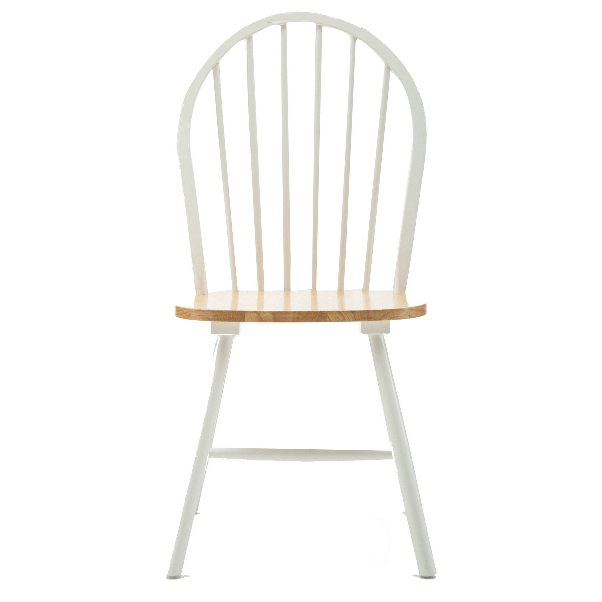 Nova 18 Inch Windsor Dining Chair, Set of 2, Farmhouse Style, White, Brown
