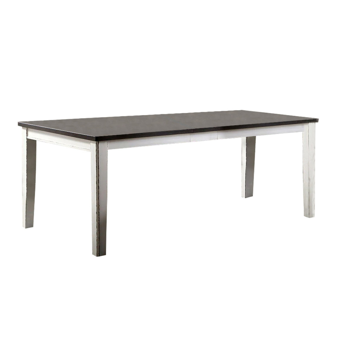 Ben 60-78 Inch Extendable Rectangular Dining Table, Brown Top, White Base
