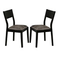 Riera 17 Inch Dining Chair, Gray Faux Leather Seat, Angled Backrest, Black