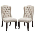 Bega 23 Inch Side Chair, Wingback, Button Tufted, Black, Gray, Set of 2